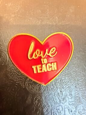 Red Heart Love to Teach Enamel Teacher Lapel Pin